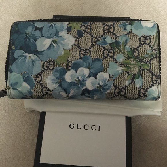 GUCCI Blue Blooms navy blue women's wallet-LNIB! - Picture 3 of 4